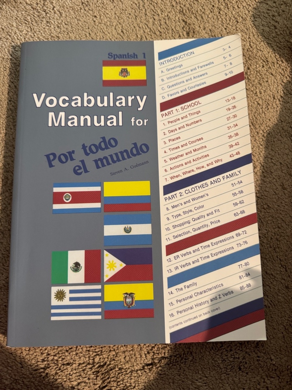 Vocabulary Manual Por todo el mundo - Spanish 1 (Gray Cover)